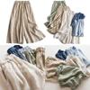 Estilo Japonés Simple Literario y Relajado Lino Suministrado por el Cliente Fresco y Transpirable Color Puro Casual Culottes Anchos de Nueve Puntos para Mujer