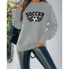 Suéter de punto de otoño para mujer europeo y americano transfronterizo cuello redondo manga larga mujer SOCCER estampado de leopardo estampado de corazón cuello redondo cuello