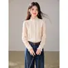 Camisa de cuello alto para mujer con diseño francés, nuevo top moderno en relieve, camisa vintage
