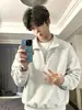 Sudadera para hombre de media cremallera con cuello alto, color liso, corte holgado, top casual para usar como capa base, venta al por mayor desde el fabricante