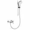 Juego de Cabezal de Ducha con Cuerpo Principal de Cobre Puro, Barra Elevadora Plateada, Cabezal de Ducha de Mano, Baño Doméstico, Montado en la Pared