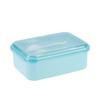 Lonchera de plástico sellada de doble compartimento Lonchera Lonchera de estilo japonés para horno microondas Cuadrada de plástico con partición con tenedor y cuchara