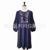 Vestido bordado étnico primavera y verano nuevo comercio exterior transfronterizo algodón y lino bordado suelto vestido de mujer venta al por mayor