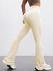 Pantalones de Yoga Ajustados de Pierna Ancha Color Nude Europeos y Americanos Levanta Glúteos de Cintura Alta Casuales de Campana Pantalones Deportivos de Fitness Yoga para Mujer