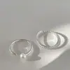 Anillo de Perla Dulce para Mujer, Estilo Minimalista de Moda, Elegante Anillo Abierto de Cruz de Plata, Anillo Versátil para el Dedo Índice