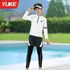 Trajes de Baño para Niños Niños 2026 Nuevo Traje de Baño con Protección Solar para Niños Mayores, de Manga Larga y Pantalón Largo, Traje de Baño Profesional para Entrenamiento