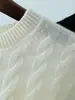 Suéter Pulóver Tejido Redondo Trenzado Retro Artesanal de Cable para Mujer Estilo Escandinavo Otoño e Invierno Suéter Corto de Cachemira para Mujer
