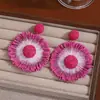 Brincos de Girassol de Ráfia Estilo Boêmio para Mulheres, Flores Grandes Exageradas, Atmosfera de Verão, Brincos Estilo Férias na Praia
