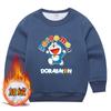 Suéter de algodão de pescoço redondo das crianças Doraemon outono novos meninos e meninas forrados de lã top engrossado outono e casaco de inverno