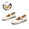 Zapatos Mary Jane de punta cuadrada para mujer, nuevo modelo 2026, zapatos de una sola hebilla de corte bajo, zapatos versátiles para mujer, zapatos de una sola Mary Jane plateados para mujer