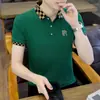 Camisa de Verão Masculina Manga Curta Gola Lapela Bordada Slim Casual Paul Top Tendência