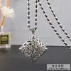 Explosiones en Vivo Estilo Étnico Corre en el Tiempo Cadena de Lana de Flor Collar Largo Plata de Xizang Candado de Larga Vida Colgante de la Riqueza del Cuarteto
