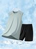 Traje de Chaleco y Shorts de Seda de Hielo para Hombre para Verano, para Correr, de Secado Rápido, Transpirable, Deportivo, Malla de Hielo, Casual