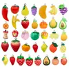 Resina Desenho Animado Fofo Realista 3D Morango Limão Fruta Chaveiro Pingente Acessório DIY
