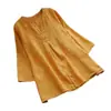Gran stock disponible. Top casual holgado de algodón y lino de color liso con retazos para mujer, europeo y americano, 2026 Amazon AliExpress