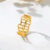 Anillo hueco geométrico de diseño simple japonés y coreano, anillo de acero de titanio con personalidad de temperamento de moda para mujer, no se decolora, venta al por mayor, combina con todo
