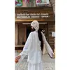 Camisa de Sol con Cuello de Collar [Método Original de Tela de Guangzhou] Encaje Blanco Francés con Lazo Top de Manga Larga de Verano