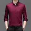 Novas Camisas Masculinas de Manga Longa, Estampadas de Alta Qualidade para Primavera e Outono, Camisas Masculinas Estampadas a Quente, Sem Costura, Alta Elasticidade, que Não Formam Bolinhas