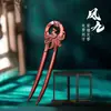 Horquilla étnica de palisandro pulida por ambos lados tallada para el pelo accesorio antiguo para cheongsam chino accesorios para el pelo una generación de pelo