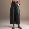 Calça Feminina Lisa Simples Tendência Curva 2026 Outono Novo Cintura Alta Emagrecedora Perna Larga Solta Cropped Casual