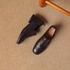 Sapatos Femininos Franceses Retrô Marrons de Bico Redondo, Couro Genuíno de Corte Profundo, Malha Elástica, Estilo Britânico, Sapatos Mary Jane Pequenos de Couro