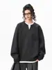 Sudadera con Capucha de Bloques de Color de Peso Pesado Americano Falsa de Dos Piezas con Cuello en V para Mujeres y Hombres, Otoño, Sensación de Alta Gama, Suelta Casual Simple para el Trabajo