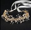 Tocado de Cristal Blanco Hecho a Mano Estilo Coreano Dama de Honor Novia Boda Guirnalda Accesorio para el Cabello Cabeza de Perlas Diadema de Flores para la Cabeza Estilo Bosque