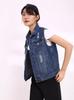 Chaleco de Mezclilla Roto Talla Extra para Chicas Gorditas, Chaqueta para Mujer 100kg Casual Sin Mangas Talla Extra Grande