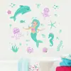 Adesivos do Mundo Subaquático para Sala de Estar, Quarto de Crianças, Casa Alugada, Decoração de Parede Branca, Lindo Papel de Parede de Sereia e Cavalo-Marinho