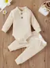 Amazon Conjunto de Roupa para Bebê Menino Primavera Show Macacão de Manga Longa com Gola Henley + Calça Casual Ajustada Conjunto de Duas Peças