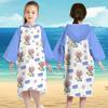 Bata de baño de secado rápido con cremallera para niños, niñas, estudiantes, toalla absorbente para nadar, capa, playa, orilla del mar, bata de baño con capucha