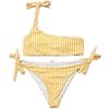 Biquíni Europeu e Americano Transfronteiriço de Duas Peças para Mulheres, Fato de Banho Sexy Listrado Adulto Sem Costas, Estilo Esportivo Justo Fashion