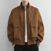 Chaqueta de aviador estilo americano de corte ajustado para hombre, nueva chaqueta de béisbol casual de corte holgado de moda 2026 con cuello alto