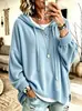2026 Ropa Europea y Americana para Mujer Estación Independiente de Amazon Sudadera con Capucha y Cordón Chaqueta de Pana Tejida Superior Holgada
