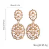 Brincos redondos geométricos europeus e americanos de moda transfronteiriça cravejados com diamantes, elegantes e sofisticados, brincos statement versáteis e únicos