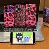 Rojo Borgoña Estampado de Leopardo Soporte Adecuado para Funda de Teléfono Apple 18promax Película Avanzada 17/16 Huawei Xiaomi