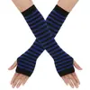 Guantes Largos de Punto para Otoño e Invierno Japoneses Guantes de Punto con Mangas Falsas Cubrebrazos Oscuros Guantes Rayados para Fiesta Europeos y Americanos