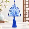 Bolsita Bordada con Patrón de Dragón de Brocado Estilo Chino, Exquisita Bolsa Vacía con Cordón, Colgante Auspicioso Portátil para Hanfu, Venta al por Mayor Personalizada