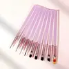 Set Transfronterizo de 9 Piezas de Pinceles para Uñas, Plumas de Pintura Multifuncionales, Plumas para Dibujo de Líneas, Plumas de Contorno, Herramientas Profesionales para Salones de Uñas, Venta al por Mayor