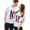 Ropa Europea y Americana 2026 Nuevo Estilo Camisetas para Parejas, Manga Corta, Venta al por Mayor para Exportación, Estampado de Amor, Cuello Redondo