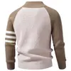 2026 Nuevo Llegada Suéter Cardigan para Hombre Marca de Moda Trendy Bloque de Color Patchwork Cuello Alto Tejido Chaqueta Hombre