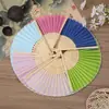 Leque Feminino de Tecido Liso com Estilo Chinês, Leque Feminino de Seda com Estilo Antigo, Leque Liso Gradiente Portátil, Leque Liso Dourado