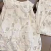 Nuevo Conjunto de Pijama con Cuello de Muñeca de Terciopelo Plus para Mujer Otoño e Invierno Espesado Franela Coral Fleece Ropa de Casa Linda para Estudiantes