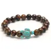 Pulseira de Contas Redondas de Pedra Natural 8mm Tartaruga Olho de Tigre Turquesa Pedra Vulcânica Pulseira Elástica Personalizada da Moda