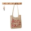 Bolso de Hombro de Moda con Letra Bordada Tejido de Paja Recién Llegado Bolso Tejido Calado Bolso de Playa para Vacaciones Junto al Mar para Mujer Bolso de Paja que Combina con Todo