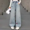 Conjunto Bordado de Primavera para Niñas para la Escuela 2026 Nuevo Elegante Pantalones con Forma de Corazón Pierna Recta Jeans Versátiles para Niños Mayores