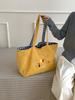 Bolsa de Ombro Bordada Fofa de Cachorrinho Feita à Mão Bolsa Tote de Grande Capacidade Outono e Inverno Nova Bolsa de Veludo Cotelê Xadrez de Uso Duplo para Mulheres