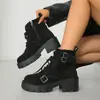 Botas Martin Hebilla de Cuero Tacón Grueso Botines Cortos Botines Cortos de Moda Motocicleta 2026 Botas de Tacón Alto con Personalidad Botines Cortos para Mujer Estilo Nuevo de Moda para Mujer