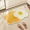 Tapete de Terra de Diatomáceas, Absorvente de Água, Secagem Rápida, Tapete de Pé Lavável, Tapete Antiderrapante para Entrada de Banheiro, Tapete de Banheiro Floral de Formato Irregular