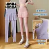 Pantalones de falda de dos piezas de imitación de estilo nuevo, finos de cintura alta con bolsillos, pantalones de yoga para exteriores, leggings deportivos elásticos de talla grande, transfronterizos